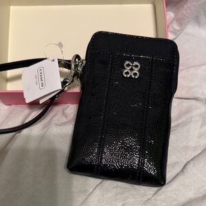 Coach Shiny Black Wristlet